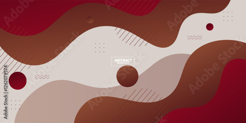 Red and brown geometric business banner design. Creative banner design with wave shape and circle background for template. Simple horizontal banner. Vector Eps10