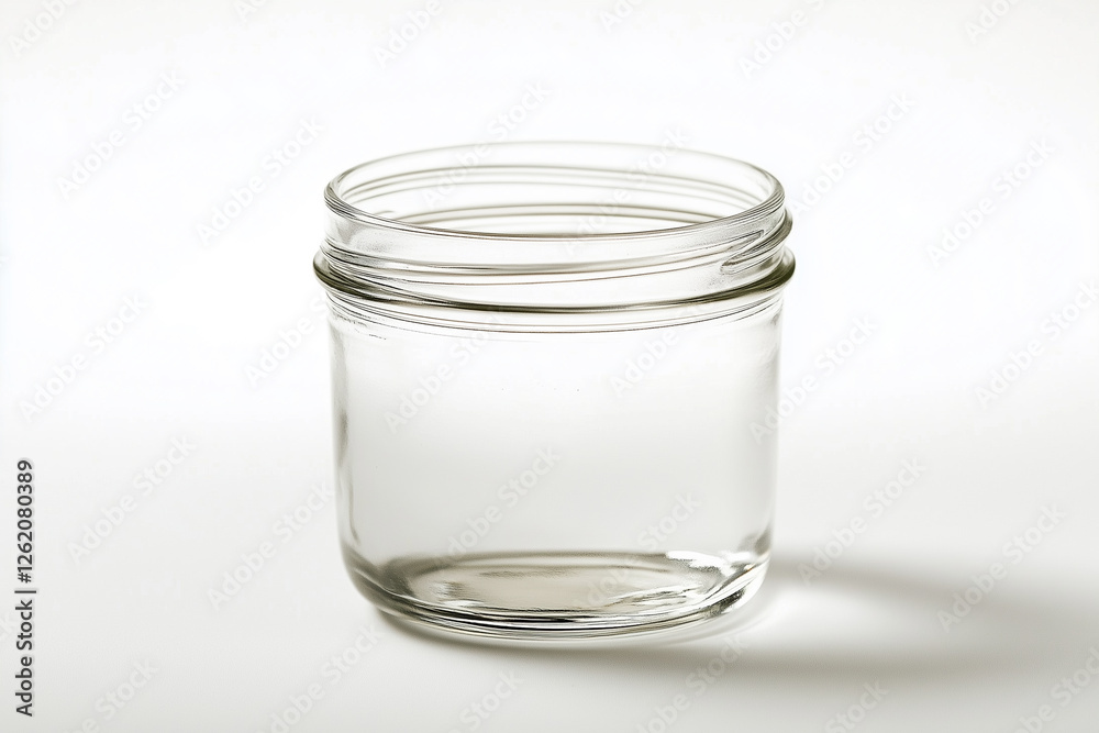 A Simple Glass Jar of Clear Water on a Pure White Background. A Simple Glass Jar of Clear Water on a Pure White Background.