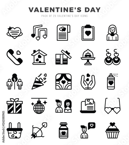 Valentine'S Day Lineal Filled icons collection. 25 icon set. Vector illustration.