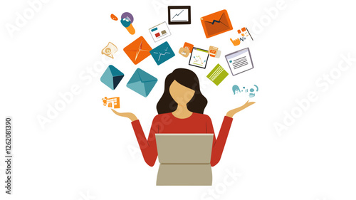 Businesswoman juggling tasks