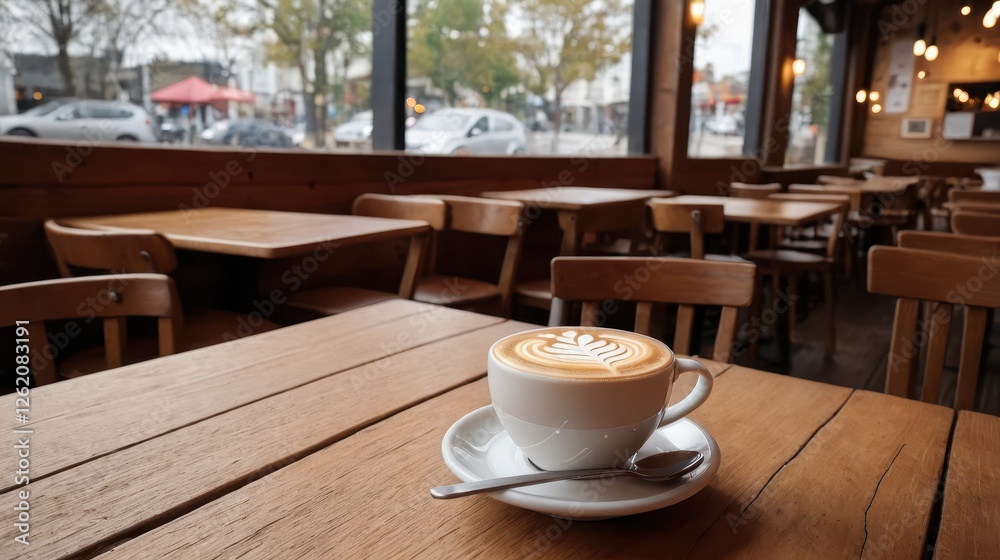 Fototapeta premium Cozy coffee moment in a quaint café