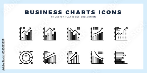 10 Business Chart and Diagram Lineal icon pack. vector illustration.