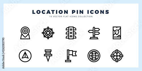 10 Location Lineal icon pack. vector illustration.