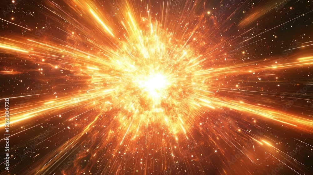 Bright Explosion of Light and Energy in Deep Space Background