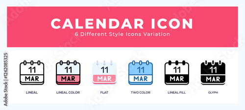 Calendar march set of vector icon. For web. and mobile app