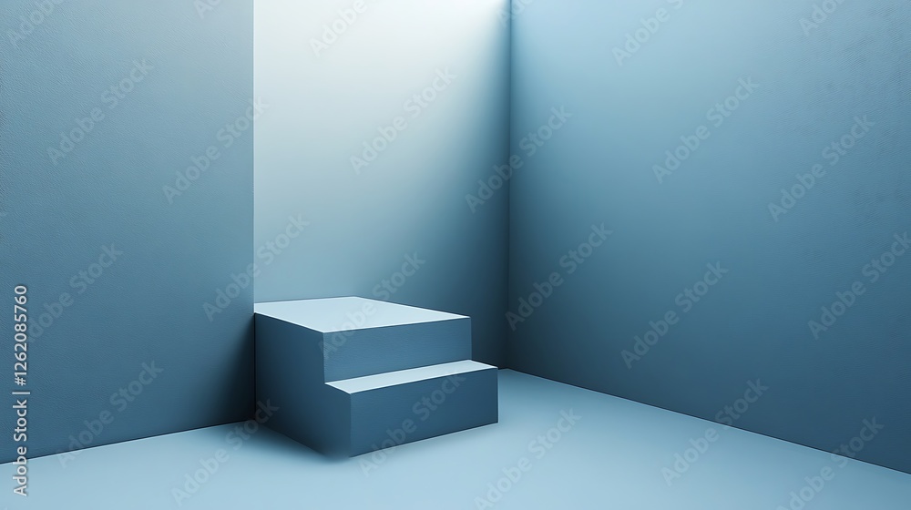 Obraz premium Minimalist Blue Room Corner Step Display