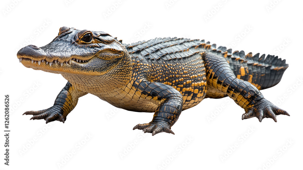 Crocodile: A formidable crocodile showcases its robust physique, exuding an aura of raw power and primordial existence. Crocodile: A formidable crocodile showcases its robust physique, exuding an aura of raw power and primordial existence.