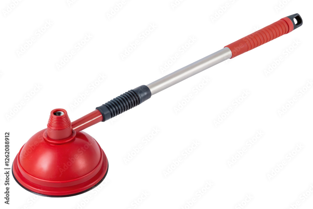 Fototapeta premium Red rubber toilet plunger tool isolated with transparent background
