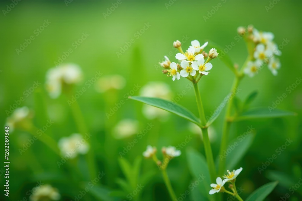 Small white or yellowish flowers on green stems, small flowers, green stem Small white or yellowish flowers on green stems, small flowers, green stem