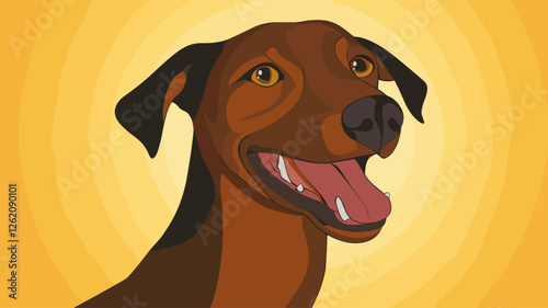 Happy Cartoon Dog Portrait