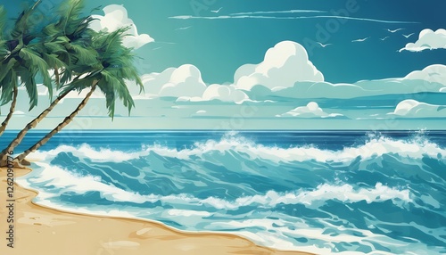 Tropical Ocean Breeze Over Clear Blue Waters