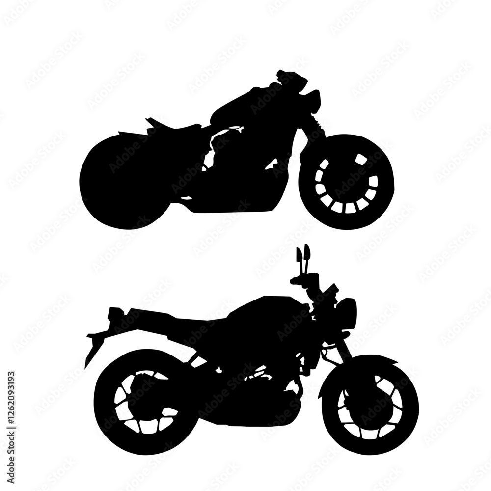 Obraz premium Black and white, shadow, graphic, motorcycle, beauty, vector, speed, customizable, design, rider