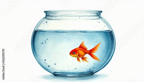 Wallpaper Mural Realistic goldfish in glass fishbowl, minimalistic Torontodigital.ca