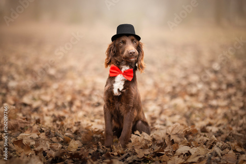 Portrait of a working cocker spaniel dog. photo