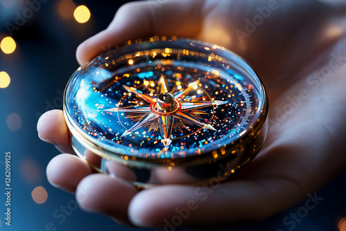 Finding Your True Path: Person Holding a Compass with Arrows Pointing in All Directions, Symbolizing Self-Discovery, Decision-Making, and Personal Growth