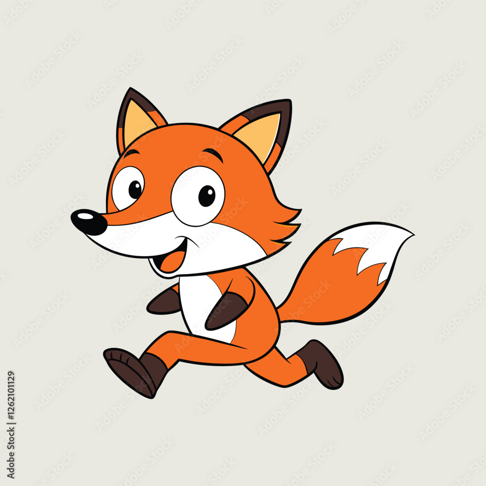 Obraz premium Running cute fox vector illustration