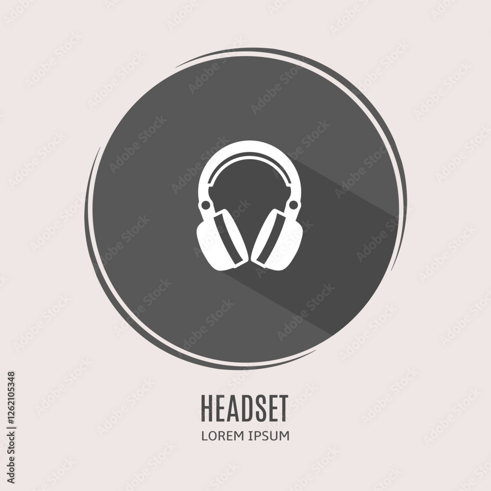 Symbol headset logo. Illustration of headset in flat. Stock vector. Symbol headset logo. Illustration of headset in flat. Stock vector.