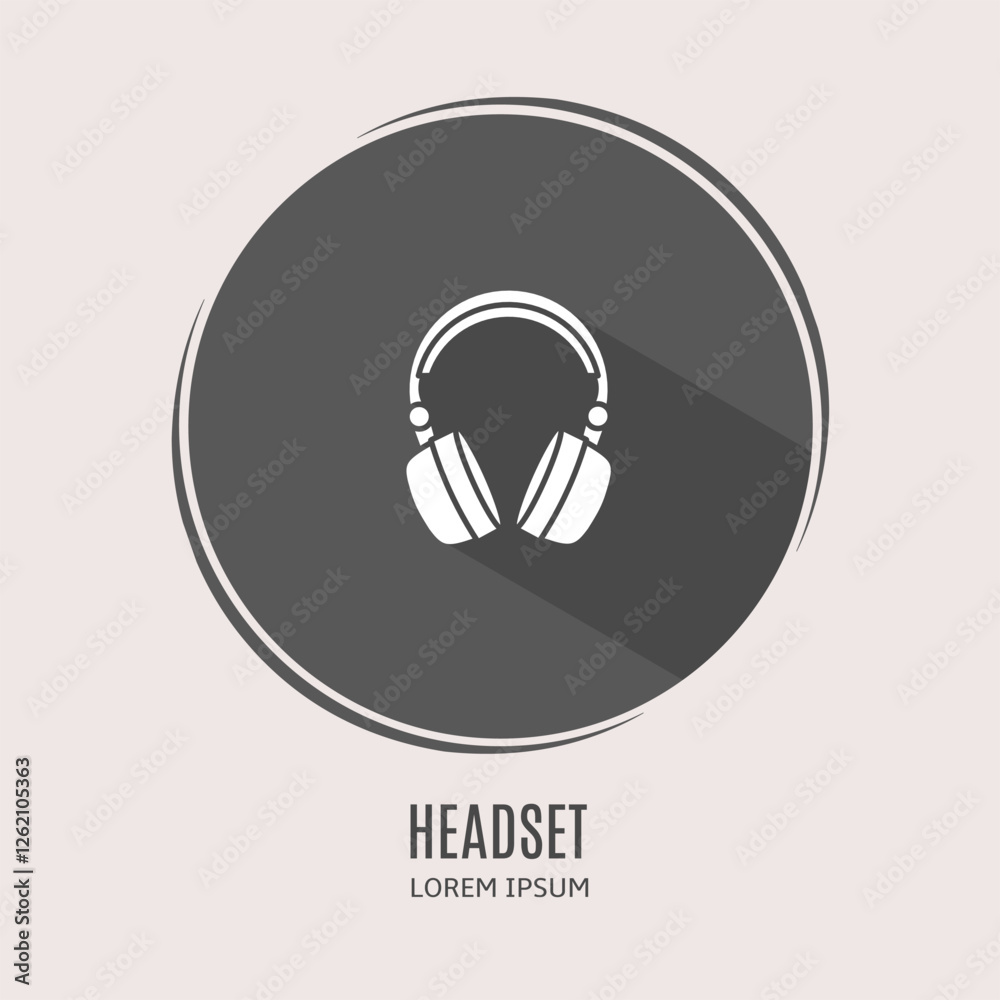 Symbol headset logo. Illustration of headset in flat. Stock vector. Symbol headset logo. Illustration of headset in flat. Stock vector.