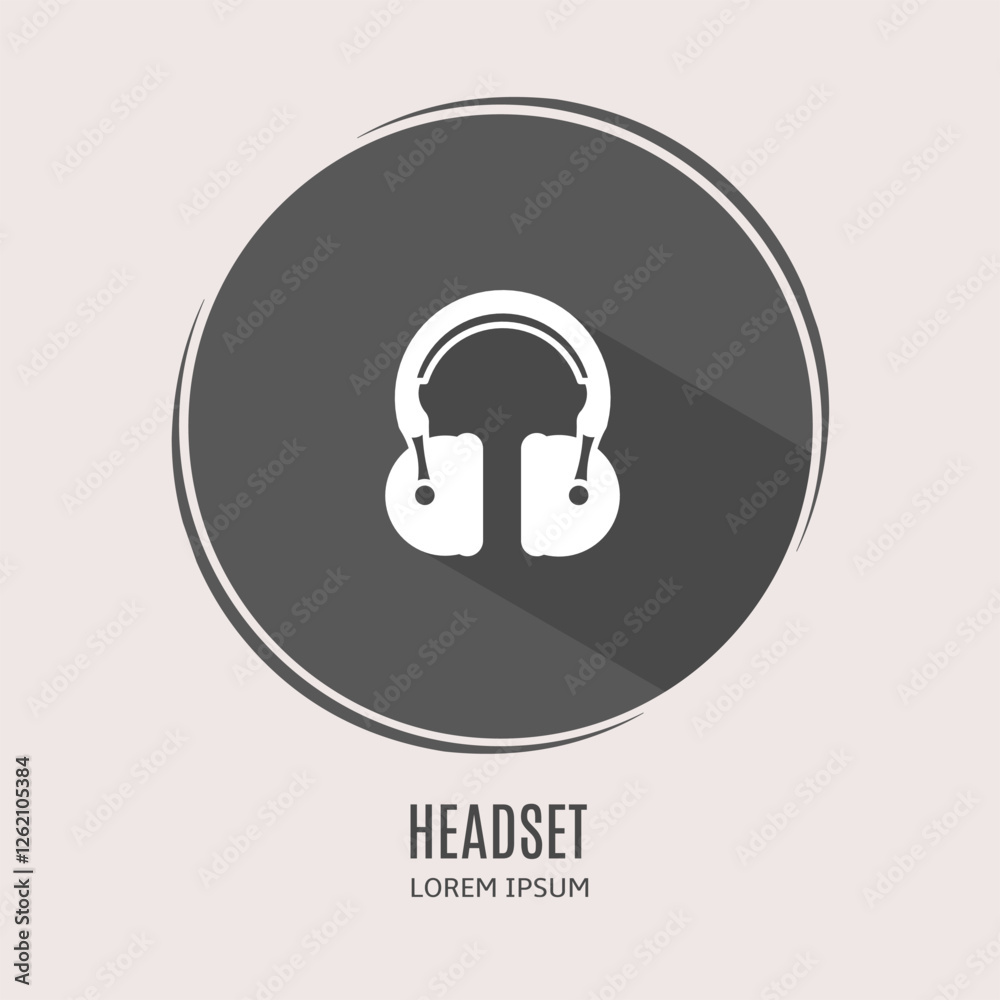 Symbol headset logo. Illustration of headset in flat. Stock vector. Symbol headset logo. Illustration of headset in flat. Stock vector.