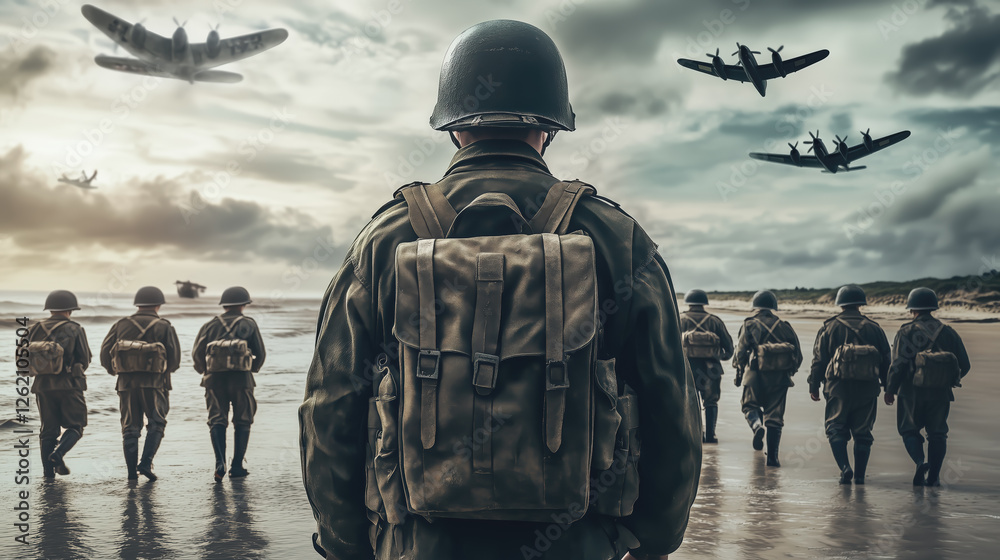 Cinematic of World War II soldiers. Military operation and War Concept. Generative Ai. Cinematic of World War II soldiers. Military operation and War Concept. Generative Ai.