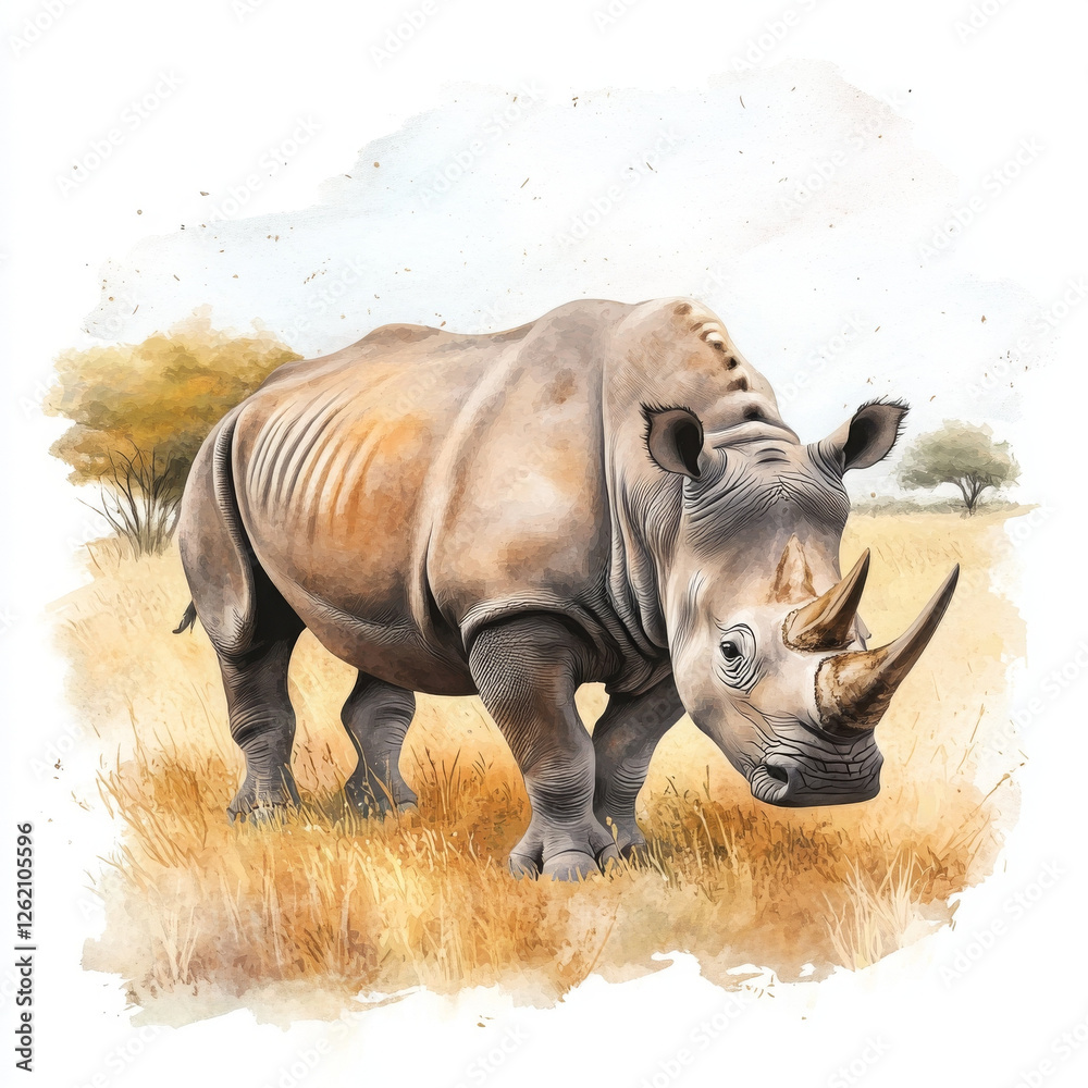 Fototapeta premium formidable rhino standing tall, exuding strength and resilience