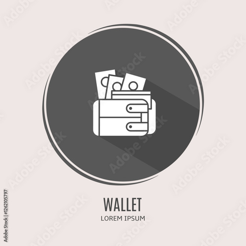 Symbol wallet logo. Illustration of wallet in flat. Stock vector.