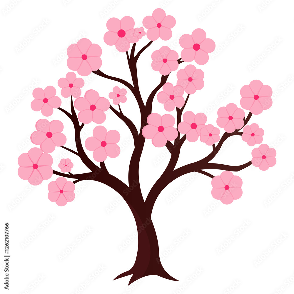 Naklejka premium Pink Sakura Tree Displayed on White Background