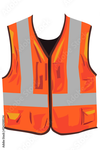 Orange reflective safety vest isolated on white background, providing high visibility and protection for workers in hazardous environments hi vis hi-vis