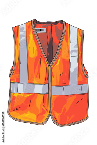 Orange reflective safety vest isolated on white background, providing high visibility and protection for workers in hazardous environments hi vis hi-vis