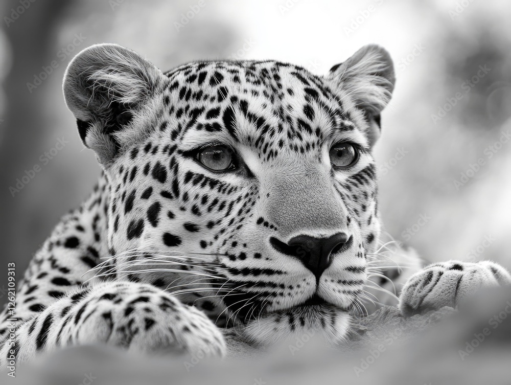 Obraz premium Adorable leopard cub looking out of its enclosure.