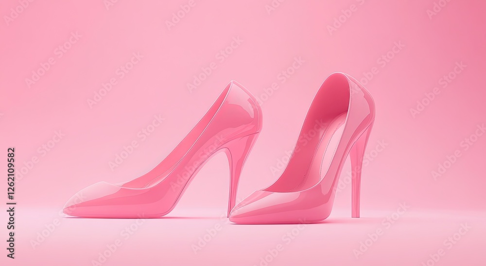 Pink heels studio shot, pastel background, fashion website Pink heels studio shot, pastel background, fashion website