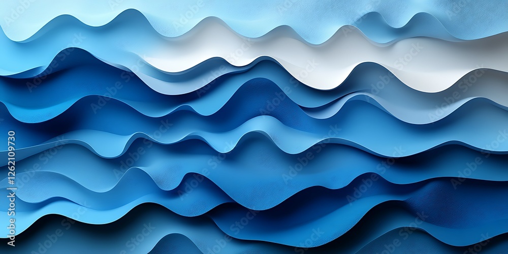 Fototapeta premium Abstract blue wave paper texture background design