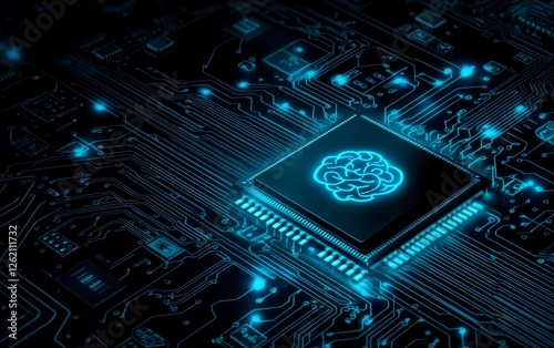 AI brain chip circuit board glowing technology (2)