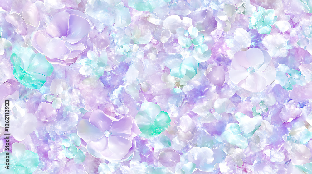 Fototapeta premium Ethereal Lavender Petal Dreamscape Fantasy Floral Art in Pastel Hues and Delicate Watercolor Style