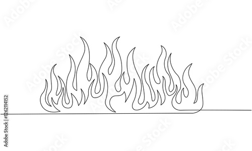 Continuous One Line Drawing of Intricate Flames