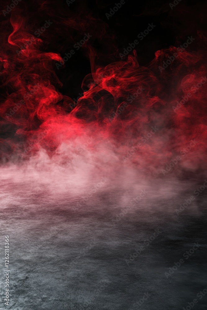 Fototapeta premium Mystical red smoke swirling over dark surface