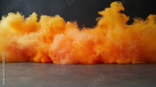 Color Therapy Month Vivid orange smoke clouds against dark background photo