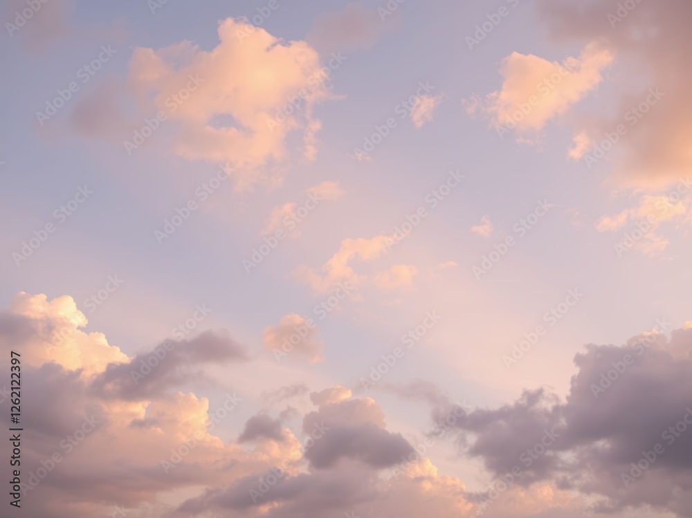 Pastel Pink Sunset Sky with Fluffy Clouds Pastel Pink Sunset Sky with Fluffy Clouds