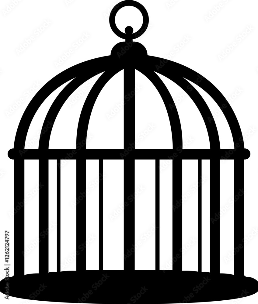 Bird cage icon.Set of closed empty bird cage silhouette icon vector illustration design.Metal animal transport hanging prison cages. Depicted without birds symbol of freedom and space. Bird cage icon.Set of closed empty bird cage silhouette icon vector illustration design.Metal animal transport hanging prison cages. Depicted without birds symbol of freedom and space.