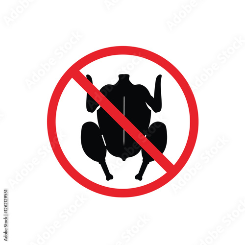 prohibited and dangerous signs. no chiken. it is forbidden to eat meat here	