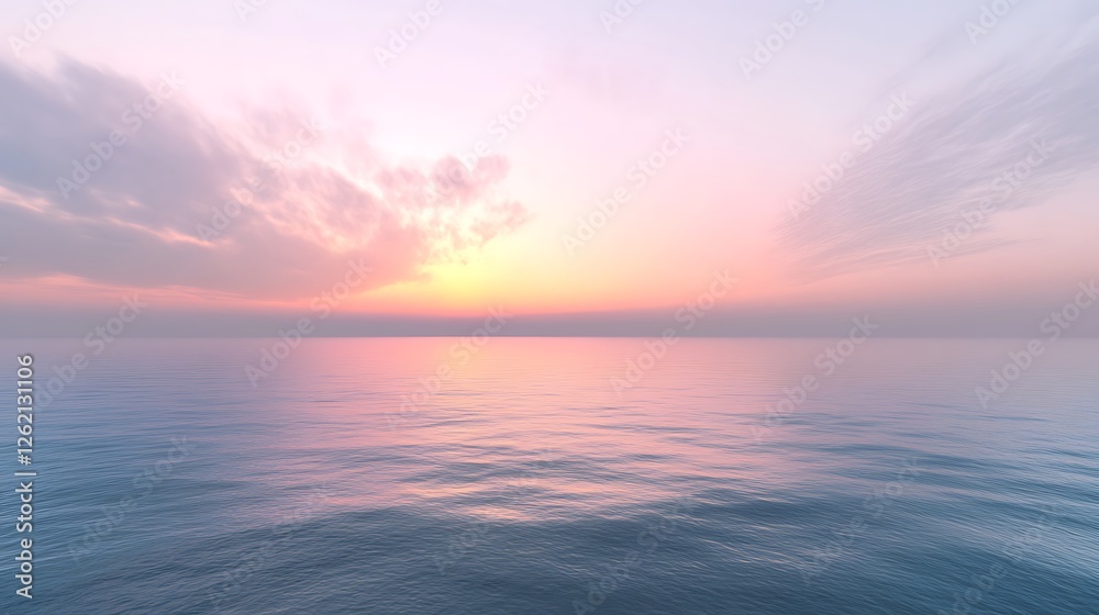 Fototapeta premium Ocean waves shimmering under brilliant golden sunset with scattered drifting clouds