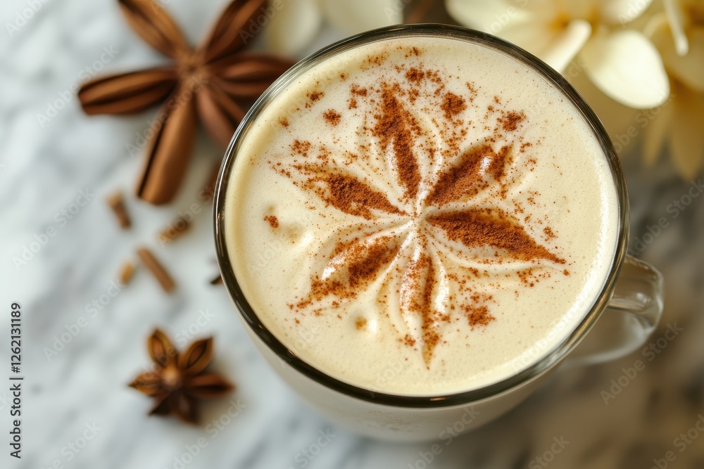Star Anise Latte with Cinnamon Dusting