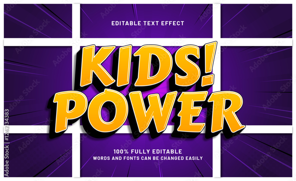 Obraz premium kids power editable text effects with a comic and kids theme