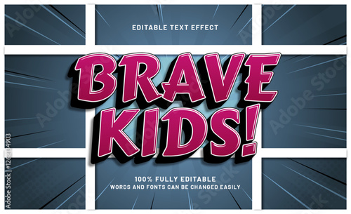 brave kids editable text effects with a comic and kids theme