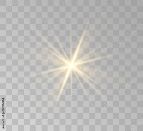 Transparent yellow sunlight special lens flash light effect. Front solar flare lenses	