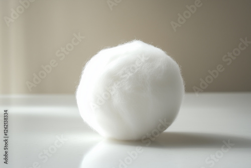Pure Simplicity A Soft White Cotton Ball Resting on a Subtle Gray Surface.