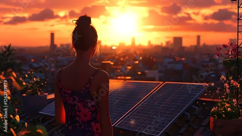 Solar Power at Sunset Clean energy solution