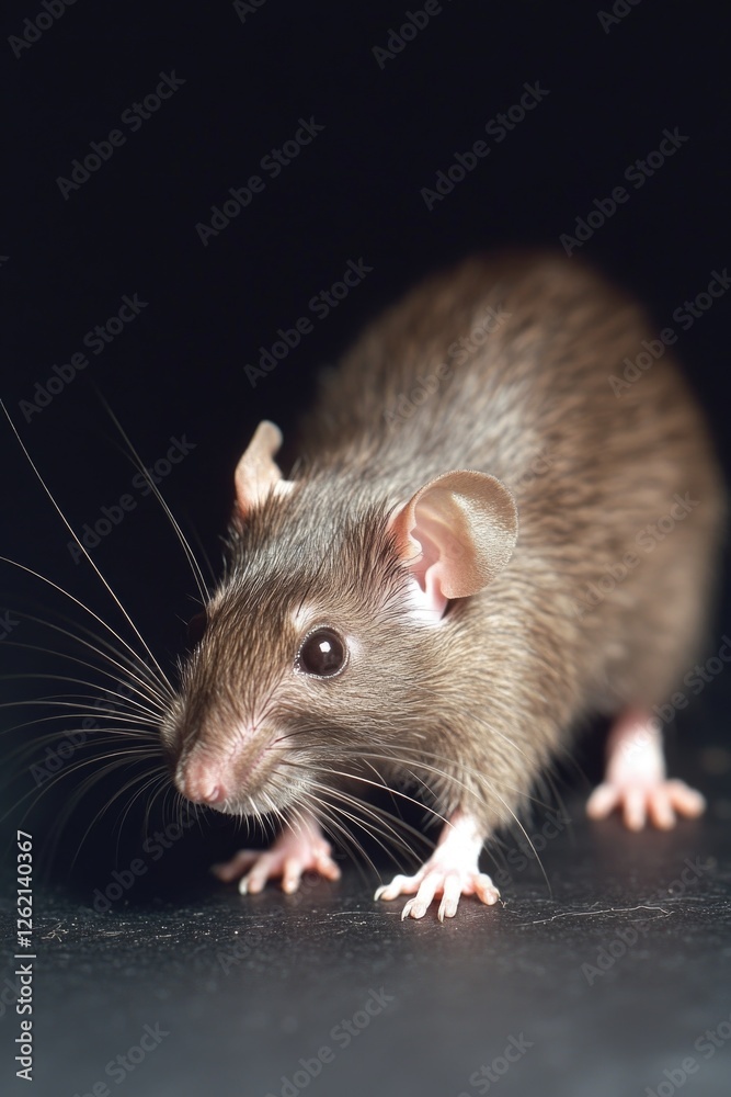 Brown rat with whiskers and eyes peering forward. Brown rat with whiskers and eyes peering forward.