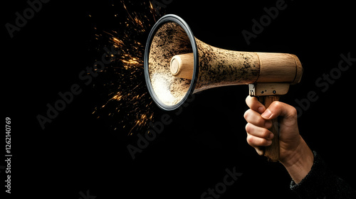 A megaphone in a hand