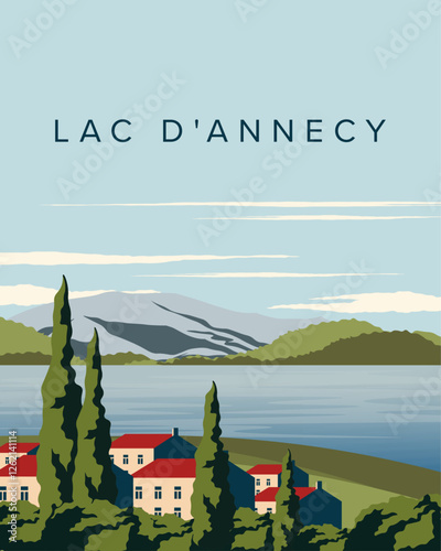 Lac Dannecy travel poster, banner photo